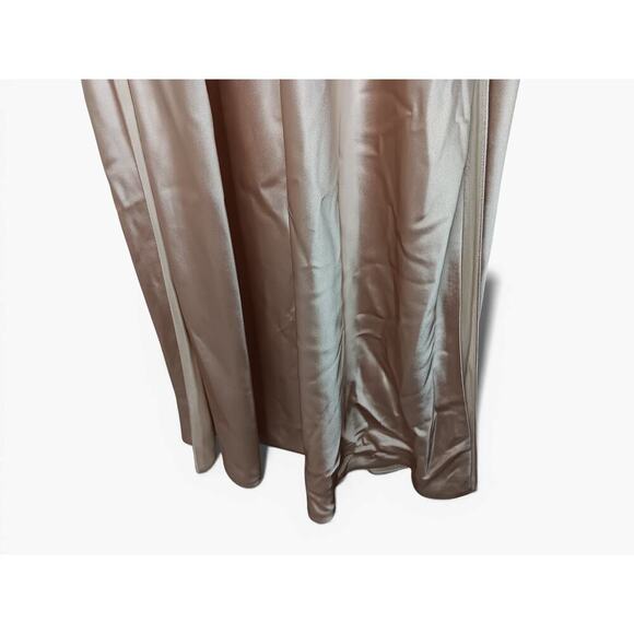 Revelry Champagne Satin Slip Maxi Dress Gown Cowl Neck Side Slit Size 12 Party - Picture 9 of 15